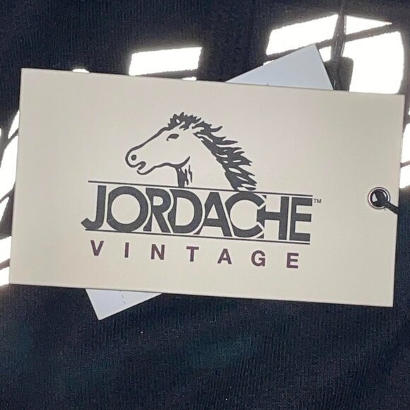 Jordache Vintage Adam Mixed Fabric Black and Blue Denim Hoodie Size L - Picture 6 of 13